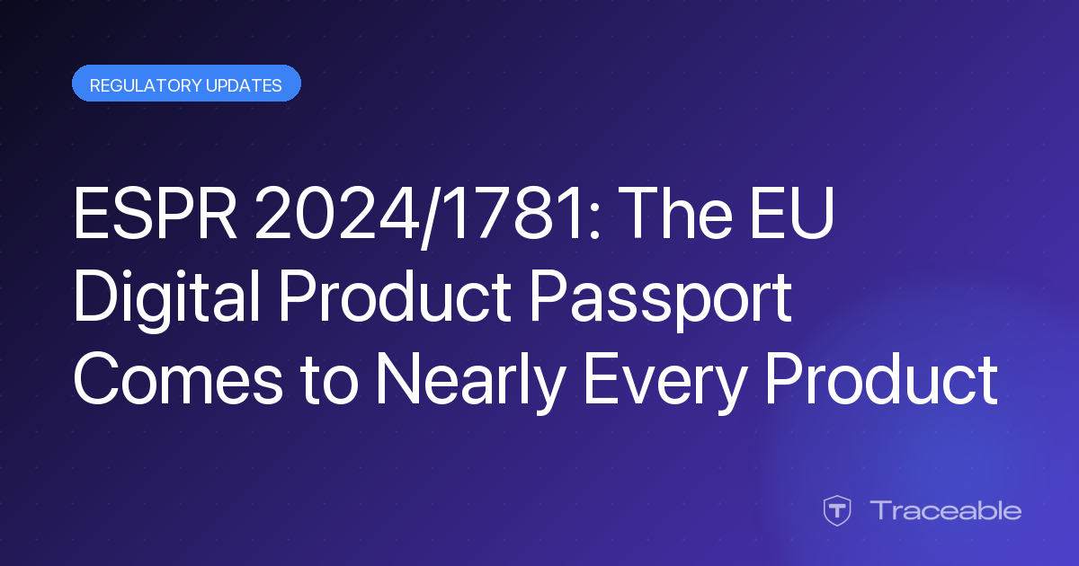 ESPR 2024/1781 Ecodesign regulation Digital Product Passport hero